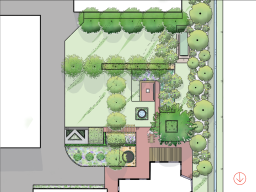Een natuurvriendelijke boerderijtuin in Noord-Holland, daarvoor is dit tuinontwerp. Een tuin met veel bijen, vlinders en vogels. 